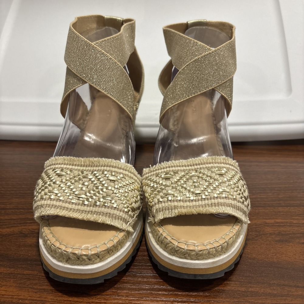 Tommy Hilfiger Gold Yemina Espadrille Rope Wedge Sandals Women's Size US 9.5 M